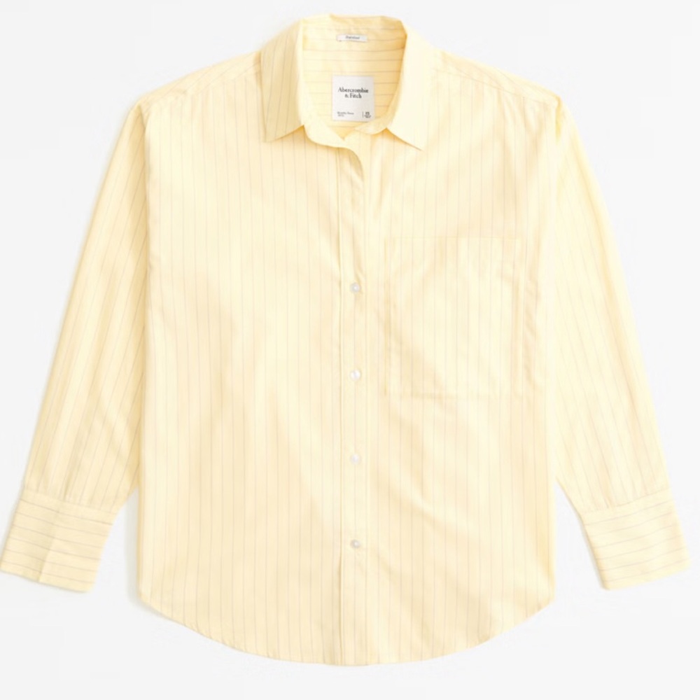 Abercrombie Oversized Poplin Shirt in Yellow Stripe